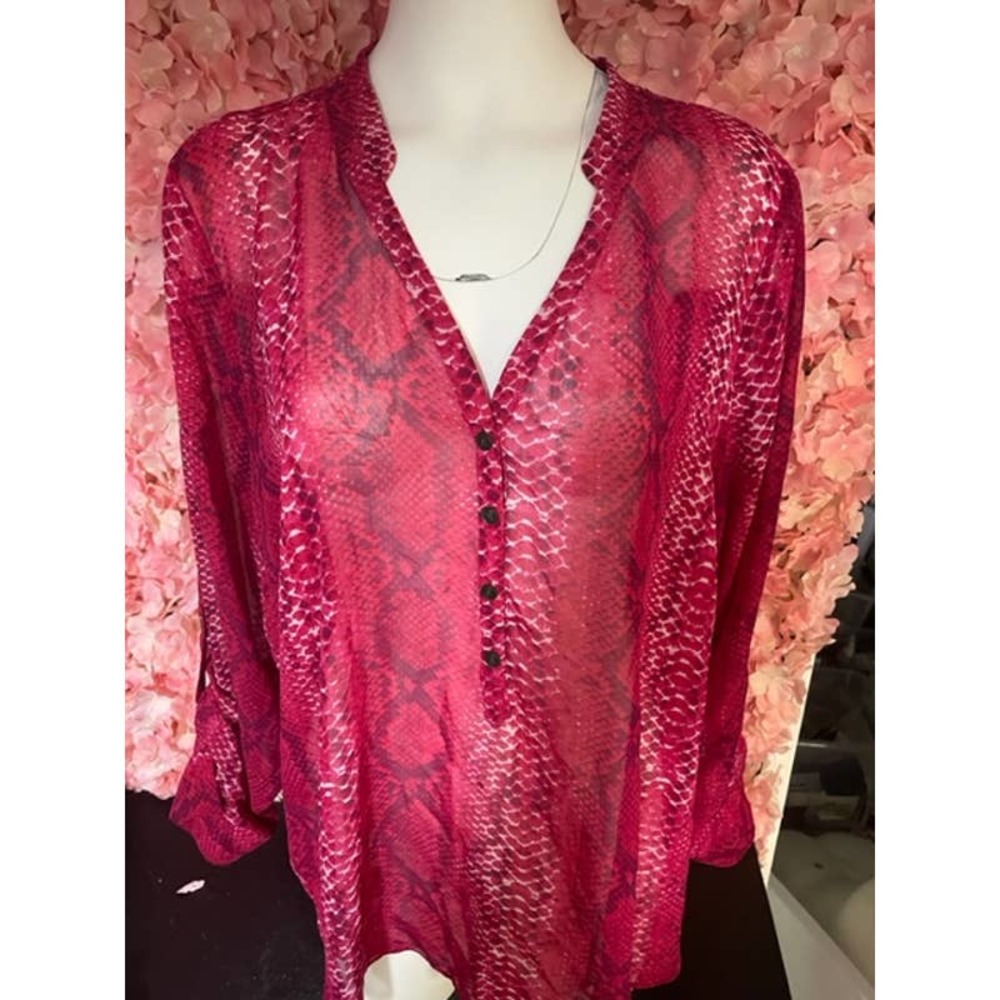 a.n.a Pink Snake Print 2X Tunic Blouse